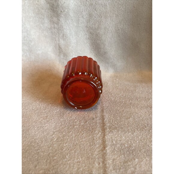 VTG Beautiful Ruby Red Small Rigged Glass Art Deco Toothpick or Candle Holder - Picture 6 of 8